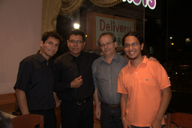 DSC_0635 Antonio Araujo Borjas.( Director del Coro Juvenil del Perù.), Wilfredo Tarazona, Parcival Módolo (director invitado desde Brasil), y Carlos Ramirez Nuñez ( Director asistente de las orquestas juveniles)